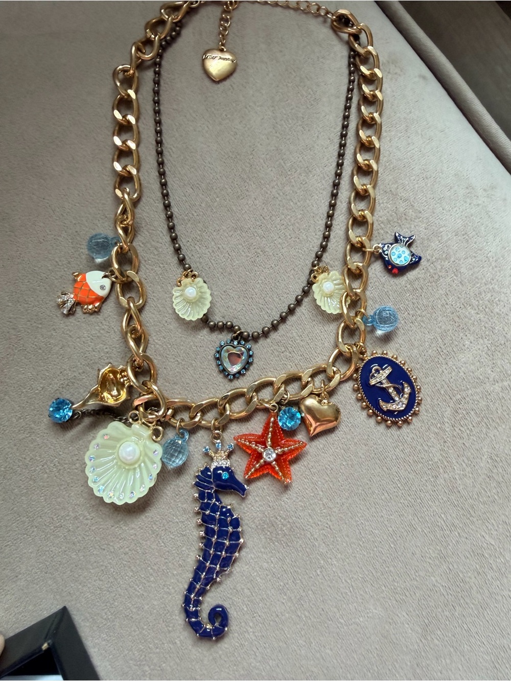 Betsey Johnson Sea Excursion Gold-Tone Nautical Statement Necklace